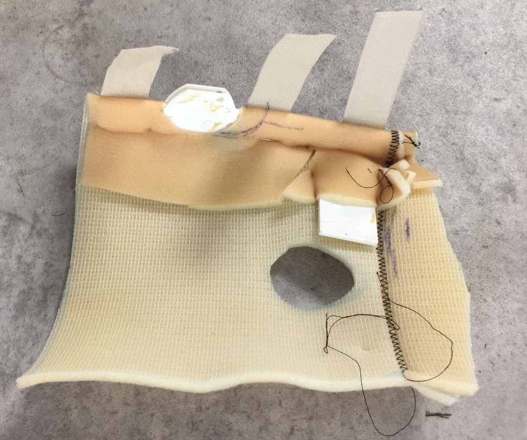 Figure 1 : Patron pour la couture de l'attelle vue de l'intérieur.