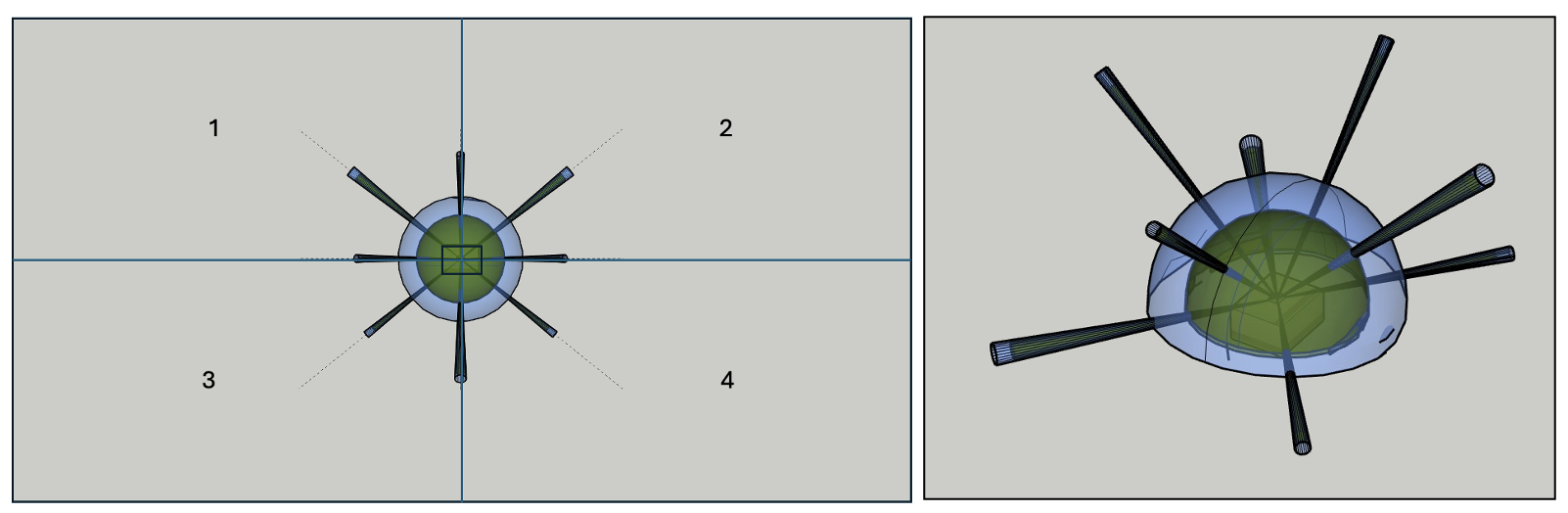 Figure 11 bis : Table d'expérimentation divisée en quarts